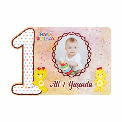 1 Yaş - Ayıcık Temalı Doğum Günü Magneti